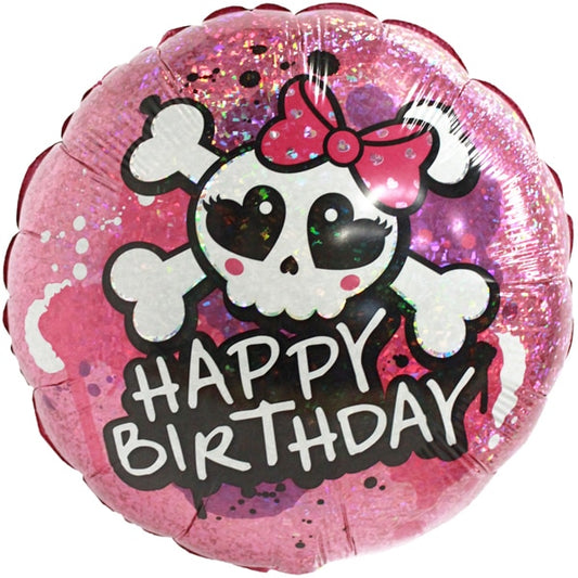 Sparkle Skull Happy Birthday Foil Balloon, 18 inch, each