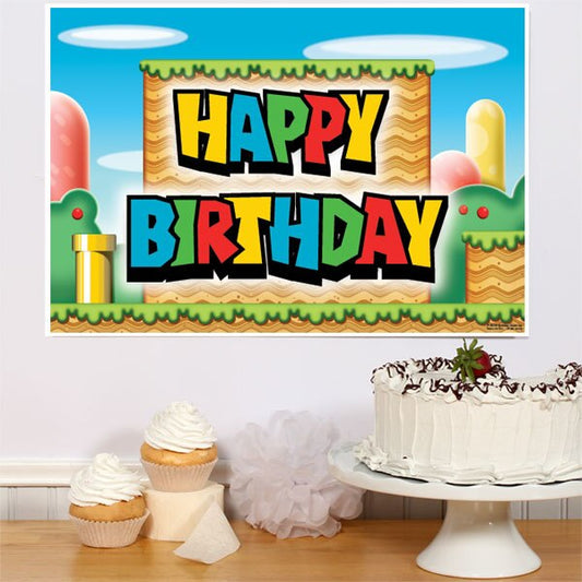 Power Up Birthday Sign, 8.5x11 Printable PDF Digital Download by Birthday Direct