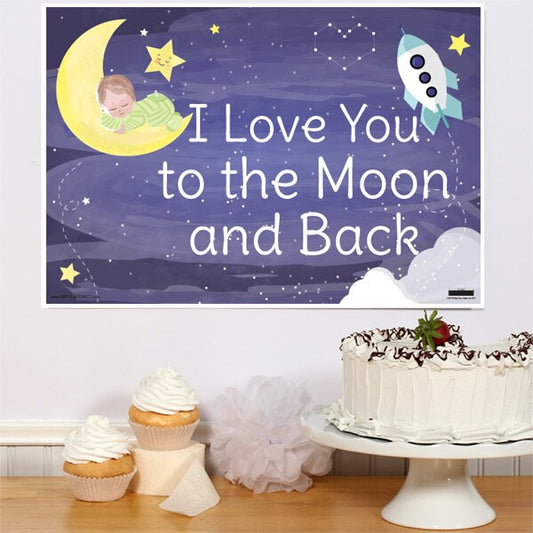 To the Moon Baby Shower Sign, 8.5x11 Printable PDF Digital Download by Birthday Direct