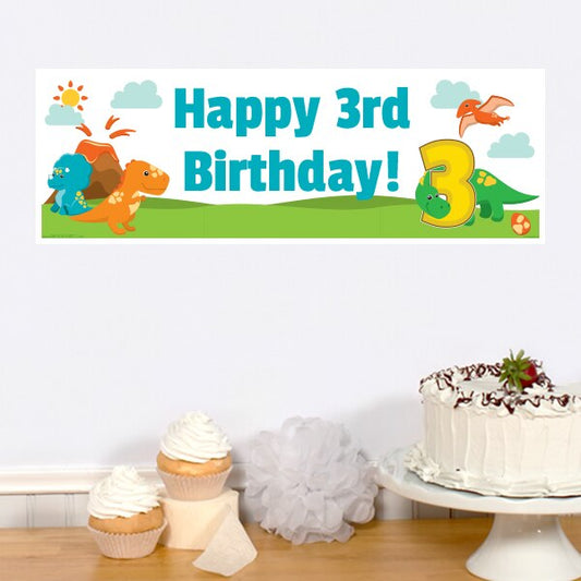 Little Dinosaur 3rd Birthday Tiny Banner, 8.5x11 Printable PDF Digital Download by Birthday Direct