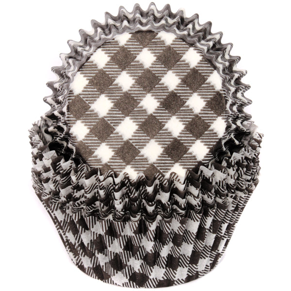 Cupcake Standard Size Greaseproof Paper Baking Cup Black Gingham Cupcake Liners, set of 16