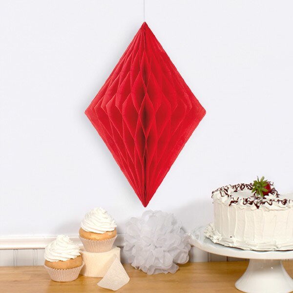 Ruby Red Diamond Tissue Decoration, 14 inch