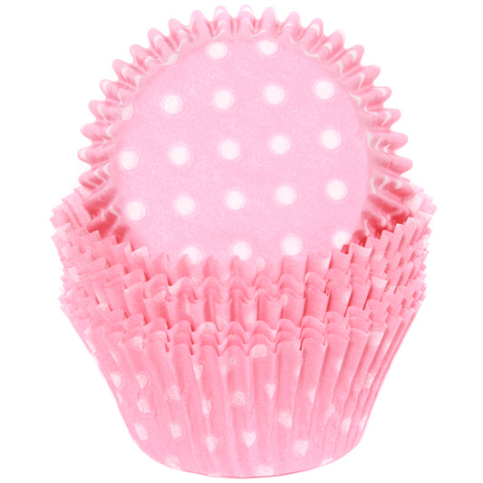 Cupcake Standard Size Greaseproof Paper Baking Cup Baby Pink Polka Dot, set of 16