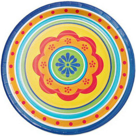 Painted Pottery Dinner Plates, 9 inch, 8 count