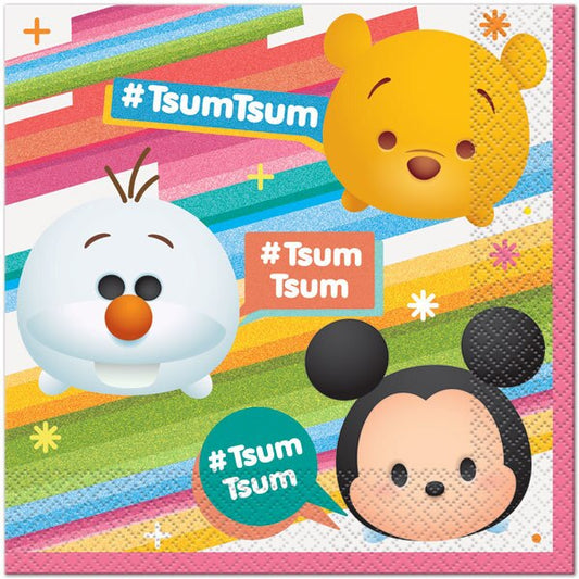 Disney Tsum Tsum Party Lunch Napkins, 6.5 inch fold, set of 16