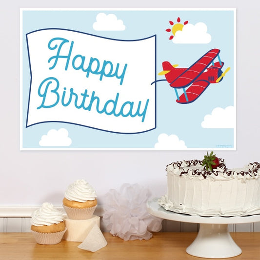Vintage Airplane Birthday Sign, 8.5x11 Printable PDF Digital Download by Birthday Direct