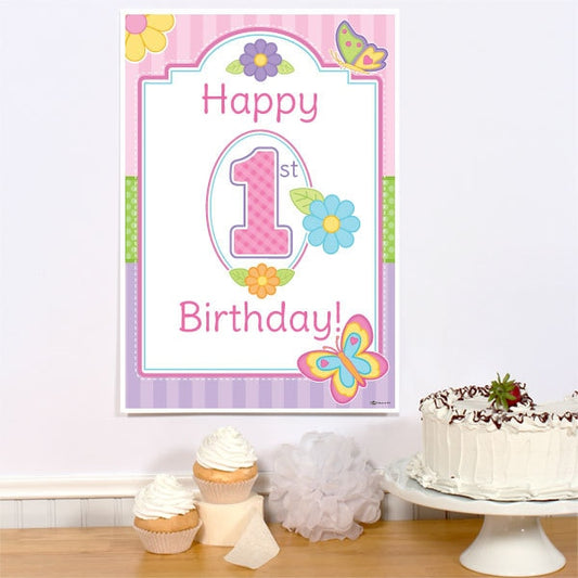 Butterfly Garden 1st Birthday Sign, 8.5x11 Printable PDF Digital Download by Birthday Direct