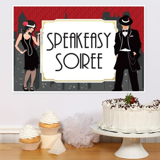 Roaring 1920s Jazz Party Sign, 8.5x11 Printable PDF Digital Download by Birthday Direct