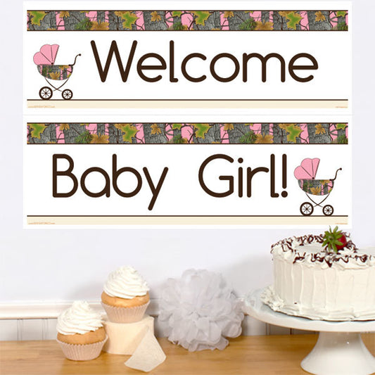 Birthday Direct's Camouflage Baby Shower Pink Two Piece Banners