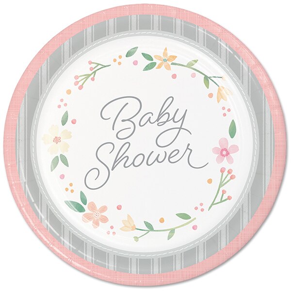 Farmhouse Floral Baby Shower Dinner Plates, 9 inch, 8 count