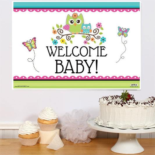 Little Owl Baby Shower Sign, 8.5x11 Printable PDF Digital Download by Birthday Direct