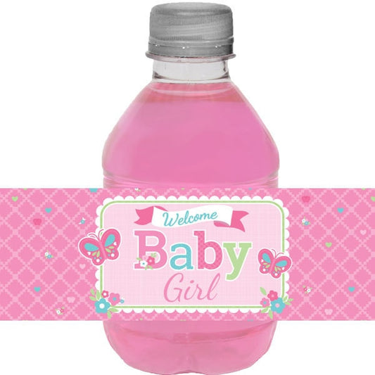 Birthday Direct's Welcome Baby Shower Girl Water Bottle Labels