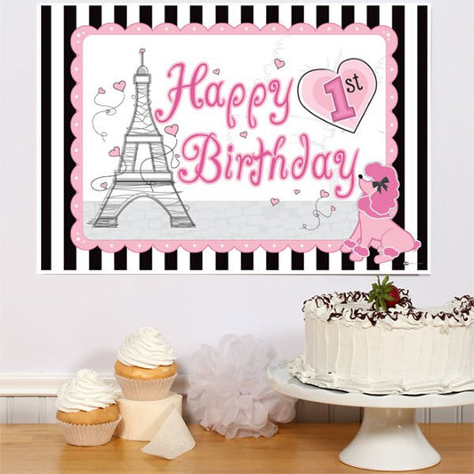 Paris Ooh La La 1st Birthday Sign, 8.5x11 Printable PDF Digital Download by Birthday Direct