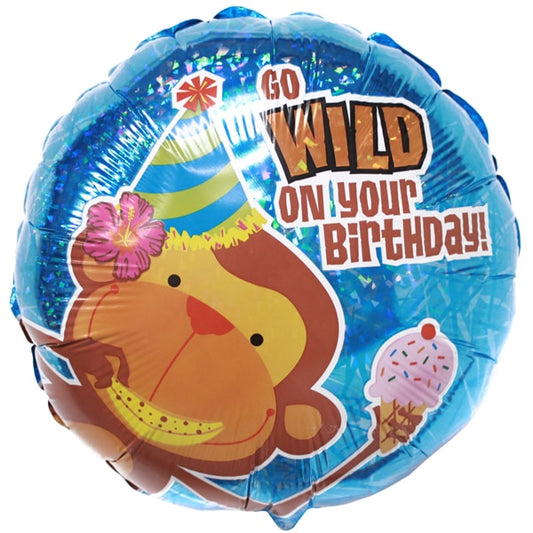 Little Monkey Party Go Wild Foil Balloon, 18 inch, each