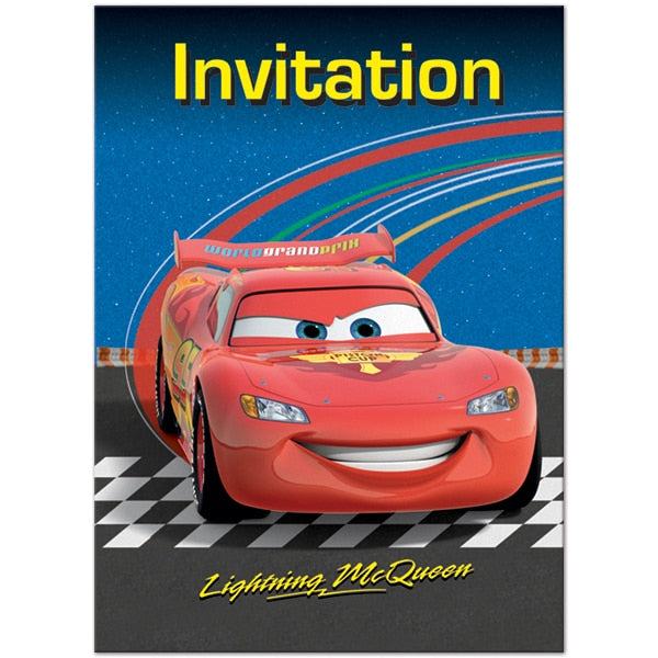 Disney Cars Invitations, Fill In with Envelopes, Fill In with Envelopes, 5 x 4 in, 8 ct