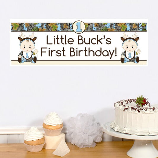 Camouflage Blue 1st Birthday Tiny Banner, 8.5x11 Printable PDF Digital Download by Birthday Direct
