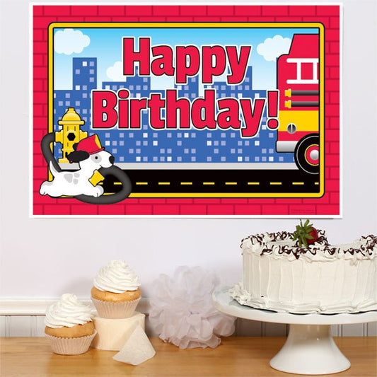 Firefighter Fire Engine Birthday Sign, 8.5x11 Printable PDF Digital Download by Birthday Direct