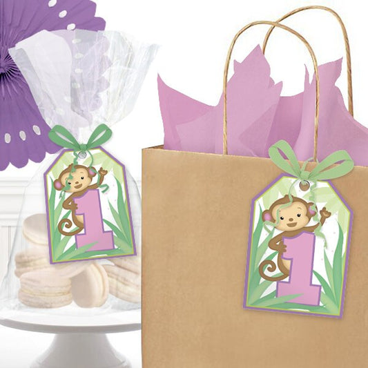 Birthday Direct's Little Monkey 1st Birthday Pink Favor Tags
