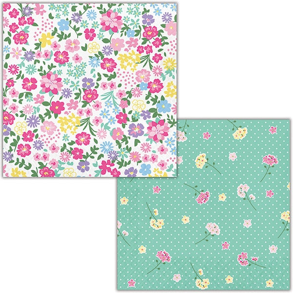 Floral Tea Party 2-Sided Lunch Napkins, 6.5 inch fold, set of 16