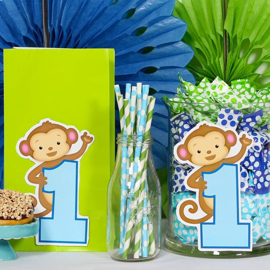 Birthday Direct's Little Monkey 1st Birthday Blue Cutouts