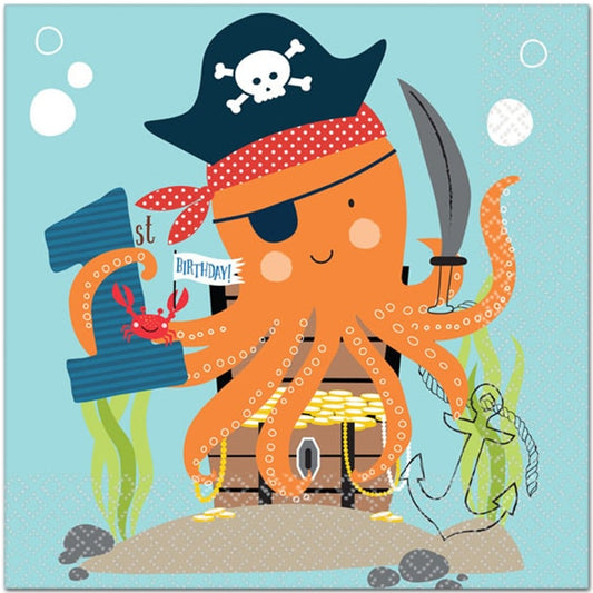 Ahoy 1st Birthday Lunch Napkins, 6.5 inch fold, 36 count