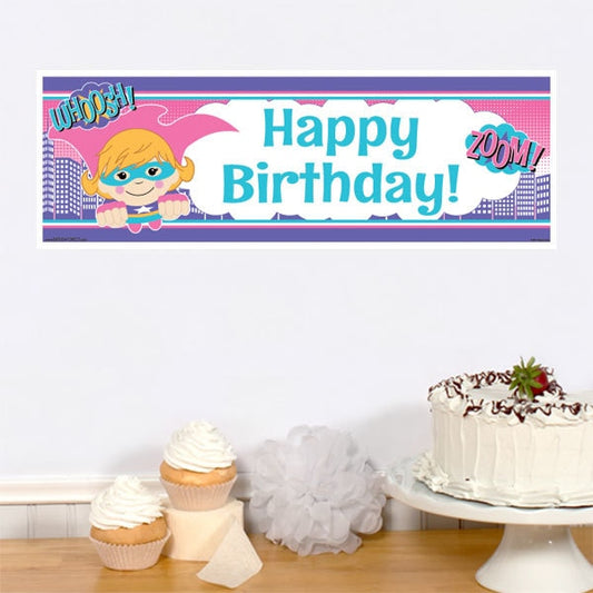 Super Girl Power Birthday Tiny Banner, 8.5x11 Printable PDF Digital Download by Birthday Direct