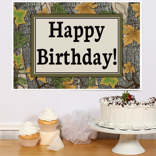 Camouflage Woodland Party Sign, 8.5x11 Printable PDF Digital Download by Birthday Direct