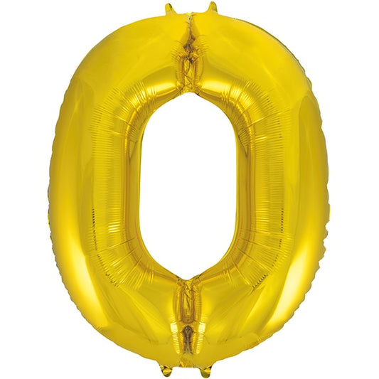 Gold Number 0 Foil Balloon, 34 inch, each