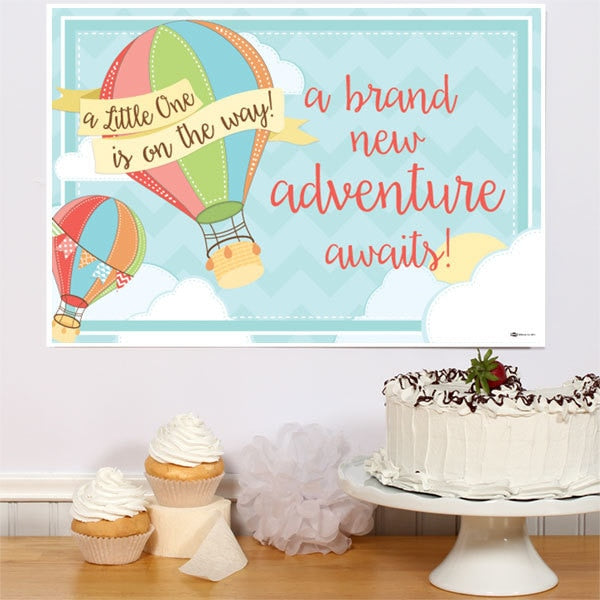 Hot Air Balloon Baby Shower Sign, 8.5x11 Printable PDF Digital Download by Birthday Direct