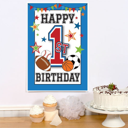 Little Sport 1st Birthday Sign, 8.5x11 Printable PDF Digital Download by Birthday Direct