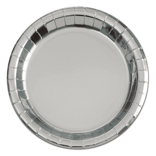 Silver Foil Round Dessert Plates, 7 inch, 8 count