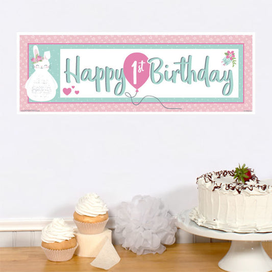 Little Bunny 1st Birthday Tiny Banner, 8.5x11 Printable PDF Digital Download by Birthday Direct