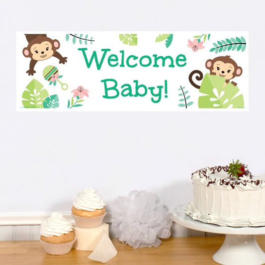 Little Monkey Baby Shower Tiny Banner, 8.5x11 Printable PDF Digital Download by Birthday Direct
