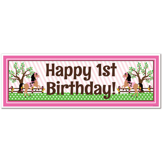 Playful Pony 1st Birthday Tiny Banner, 8.5x11 Printable PDF Digital Download by Birthday Direct