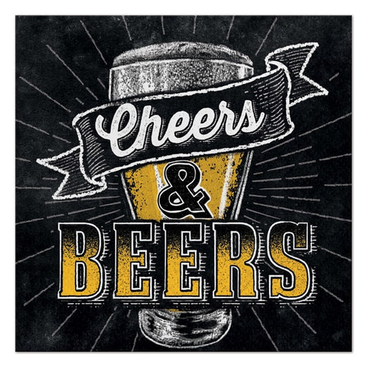 Beer Party Cheers Beverage Napkins, 5 inch fold, set of 16