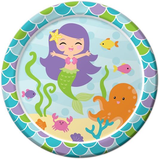 Little Mermaid Party Dinner Plates, 9 inch, 8 count