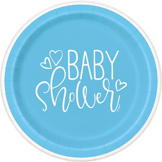 Blue Hearts Baby Dinner Plates, 9 inch, 8 count