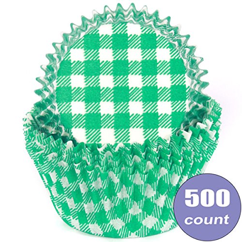 Cupcake Standard Size Greaseproof Paper Baking Cup Green Gingham, standard, 500 count
