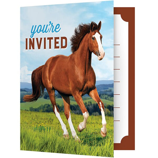 Horse and Pony Bi-Fold Invitations, Fill In with Envelopes, 4 x 5 in, 8 ct