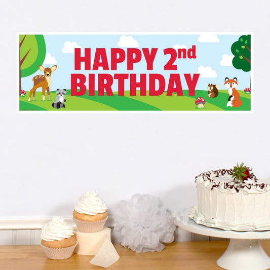 Woodland Animals 2nd Birthday Tiny Banner, 8.5x11 Printable PDF Digital Download by Birthday Direct