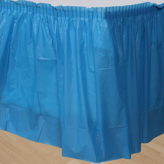 Blue Table Skirt, Plastic, 14 ft x 29 in