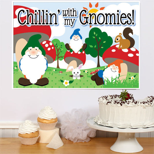 Gnome Party Sign, 8.5x11 Printable PDF Digital Download by Birthday Direct