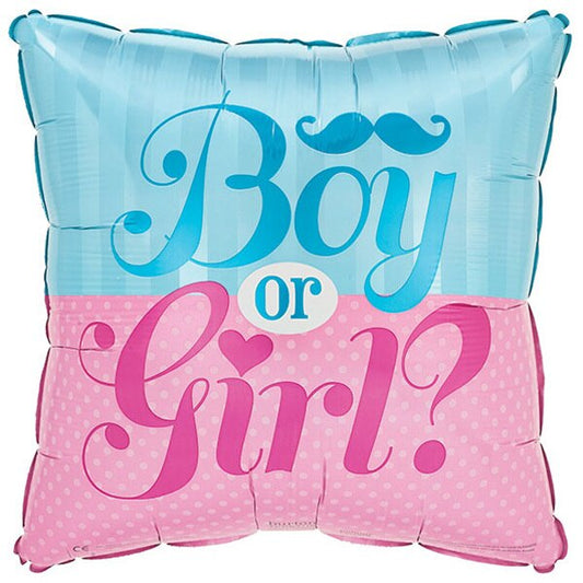 Boy or Girl Gender Reveal Foil Balloon, 18 inch, each
