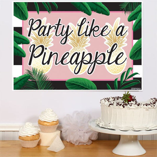 Pineapple and Palm Party Sign, 8.5x11 Printable PDF Digital Download by Birthday Direct