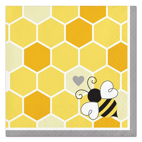 Bumble Bee Party Beverage Napkins, 5 inch fold, set of 16