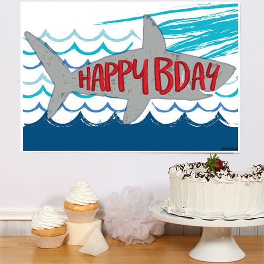 Shark Splash Birthday Sign, 8.5x11 Printable PDF Digital Download by Birthday Direct