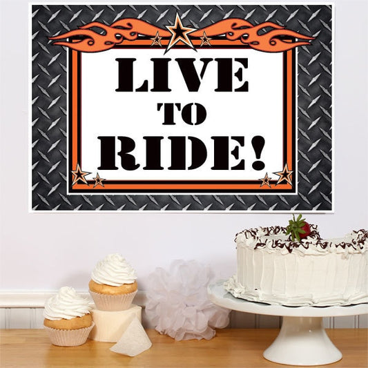 Motorcycle Biker Party Sign, 8.5x11 Printable PDF Digital Download by Birthday Direct