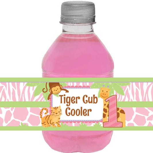 Birthday Direct's Safari 1st Birthday Pink Water Bottle Labels