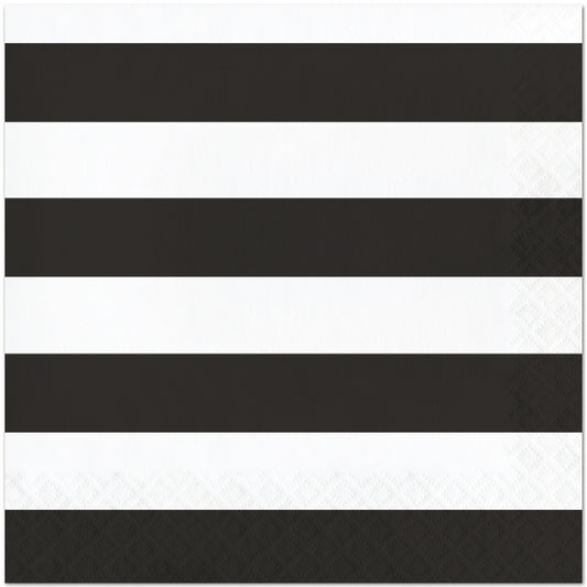 Black Velvet Dots and Stripes Lunch Napkins, 6.5 inch fold, set of 16