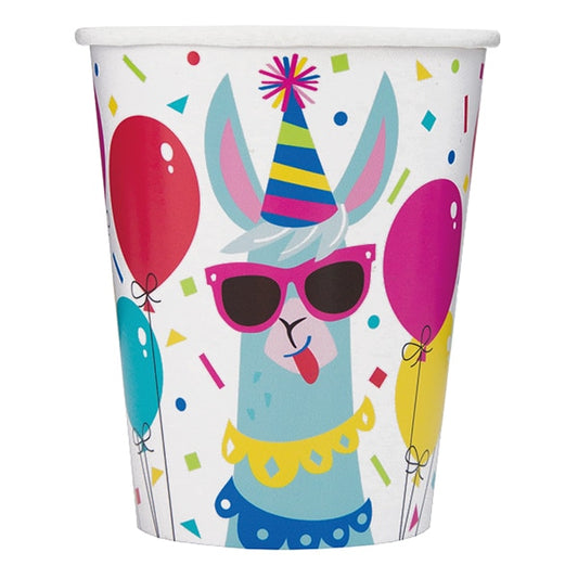 Llama Birthday Cups, 9 oz, 8 ct